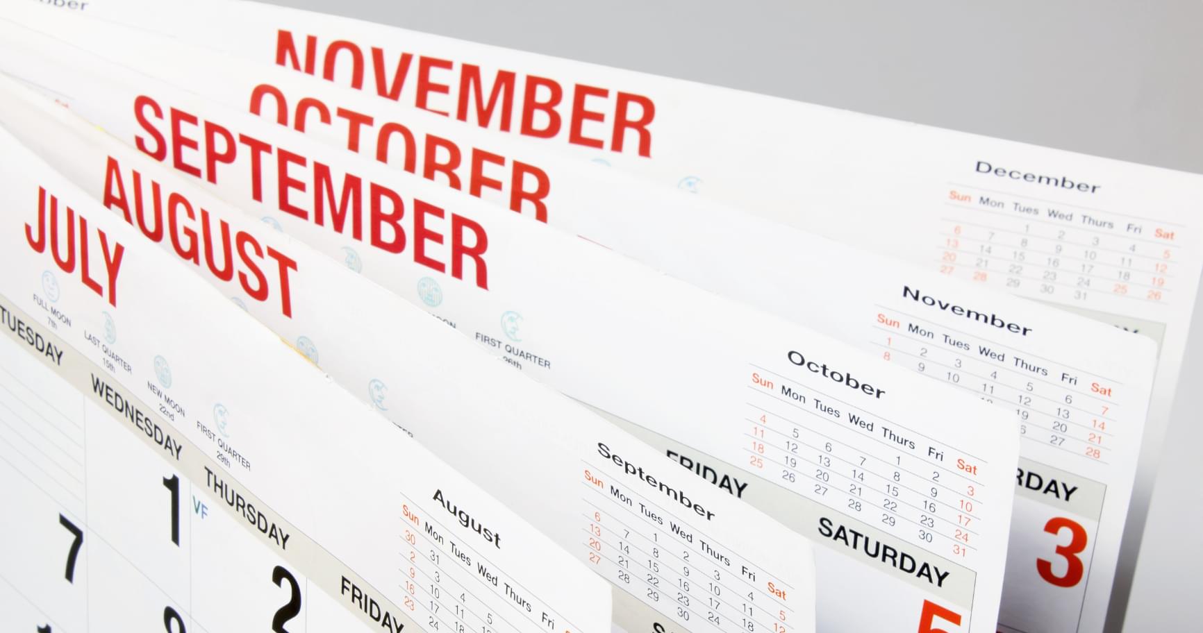 A calendar highlighting months of the year, showcasing the island's annual weather patterns