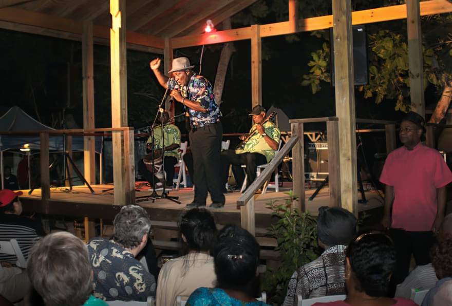 An evening performance at Gimistory, Cayman’s international storytelling festival, during the off-season