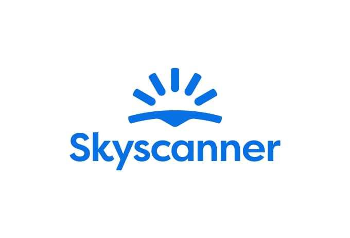 The Skyscanner logo helps travelers find direct flights to the Cayman Islands and compare prices
