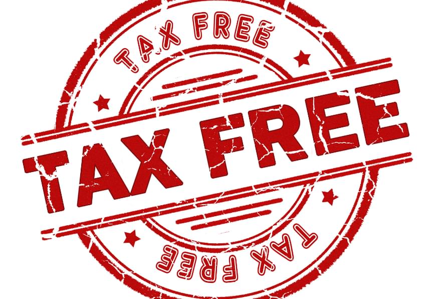 Tax-free stamp illustrating the financial benefits of shopping and saving in Cayman Islands banks