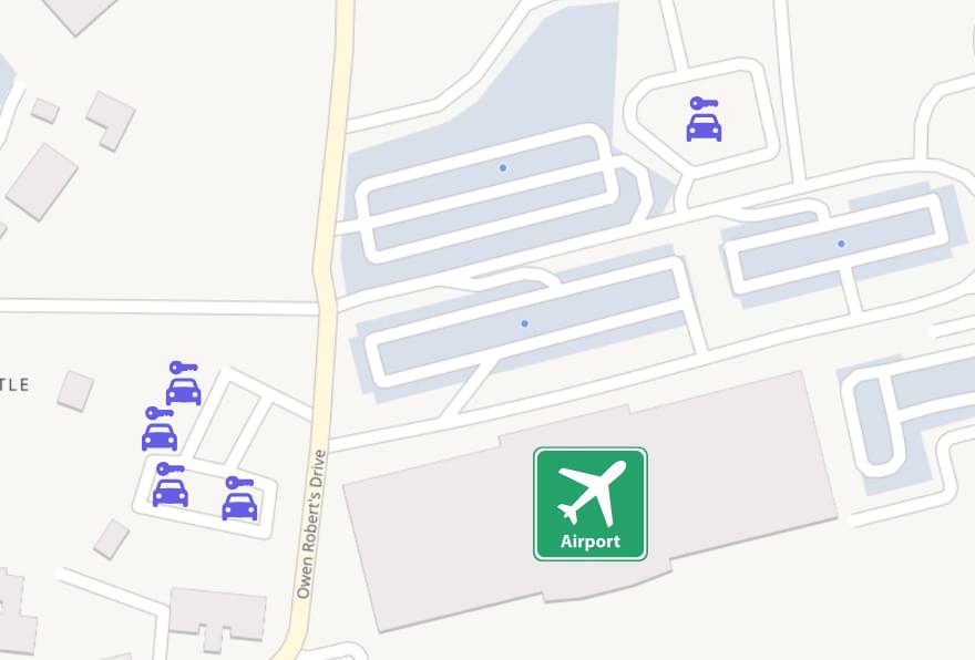Map of Grand Cayman car rental locations emphasizing accessibility
