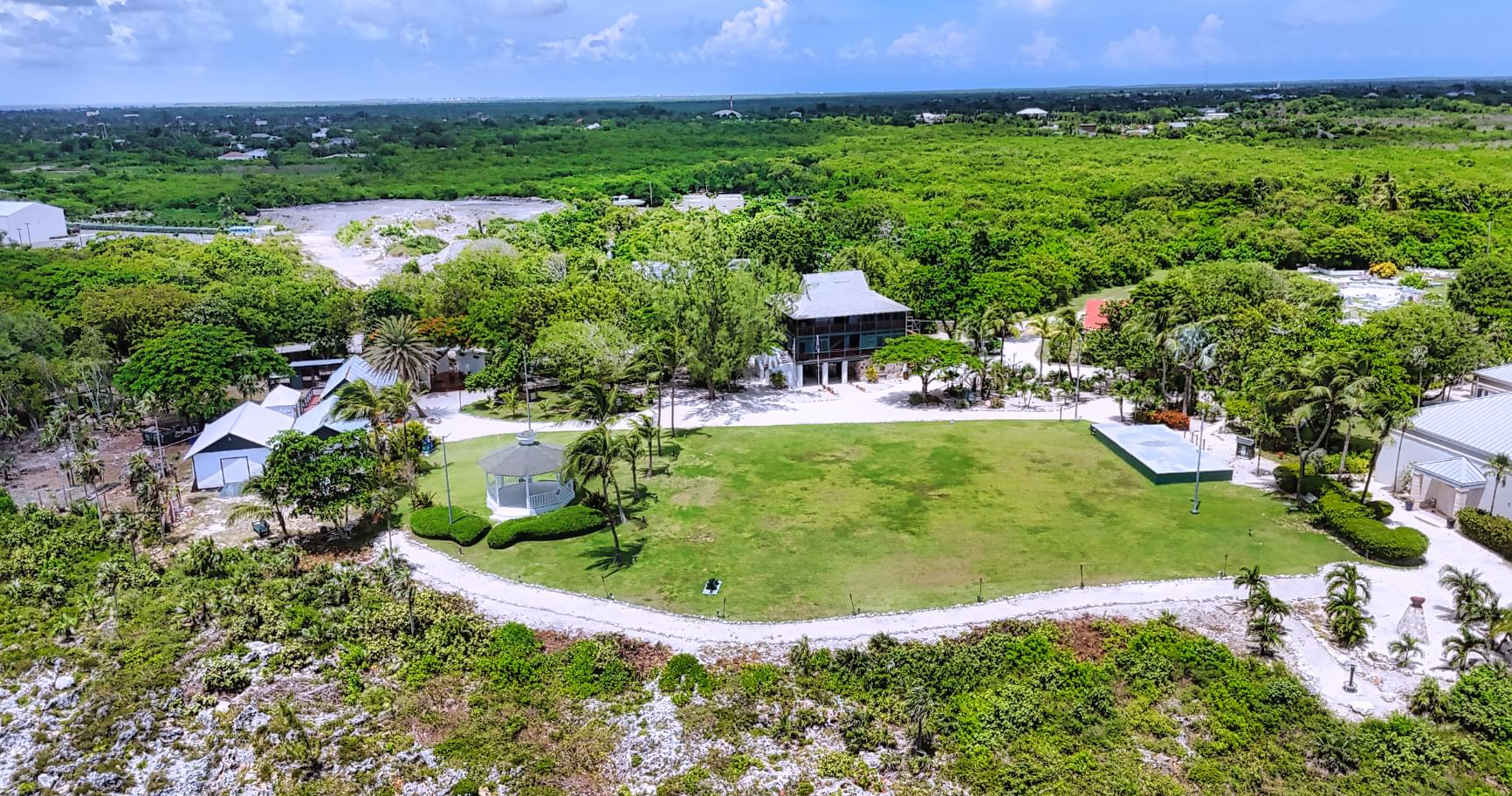 Aerial view of Pedro St. James Castle, a historic highlight of things to do in Grand Cayman island.