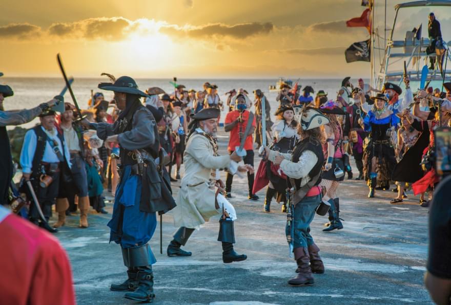 Pirates Week Festival in Grand Cayman, featuring costumed celebrations, a fun highlight of Cayman Islands things to do.