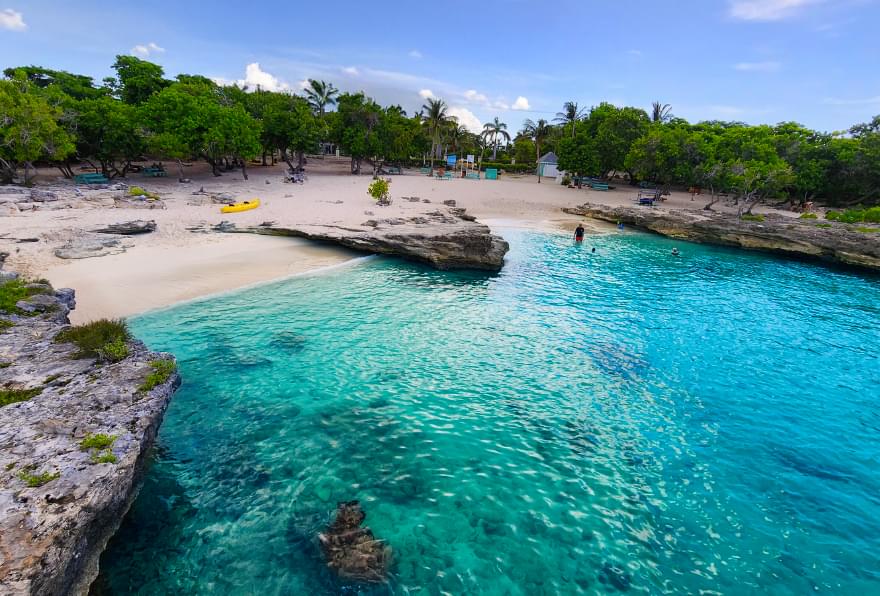 Picturesque Smith Cove Grand Cayman, with its limestone formations and crystal-clear waters