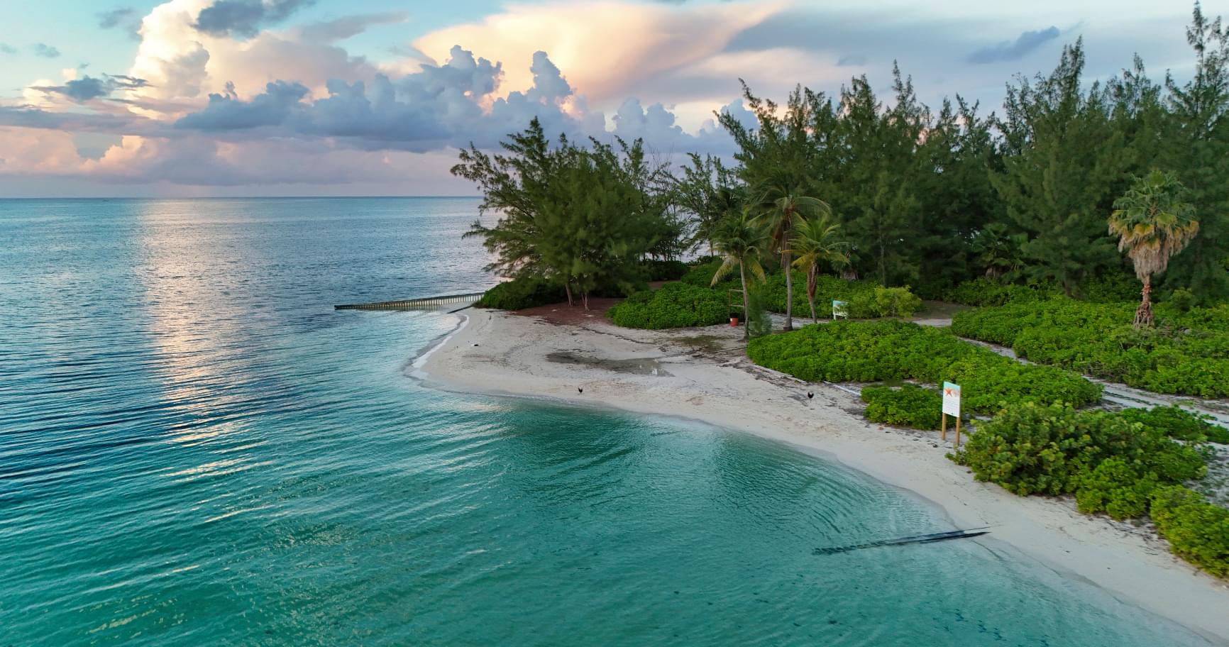 Starfish Point, Grand Cayman, with shallow waters and visible red cushion starfish