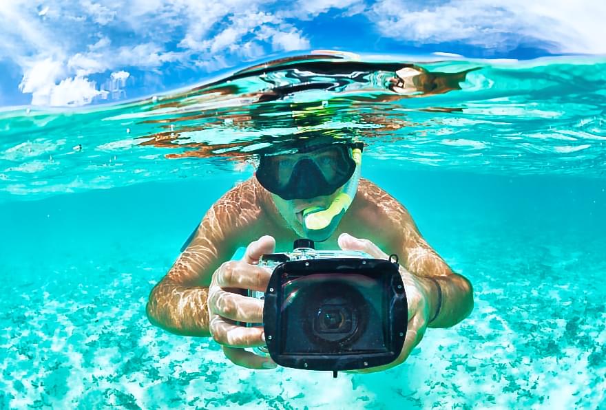 Underwater photography capturing coral and marine life in Grand Cayman’s clear waters