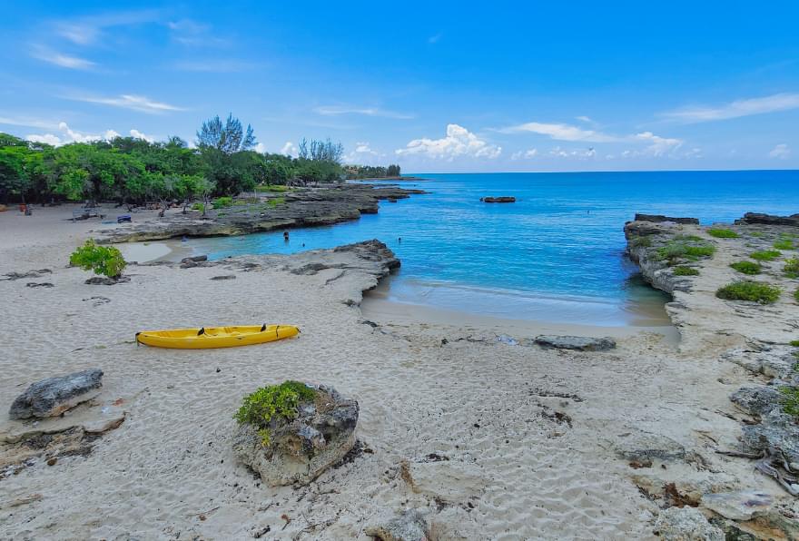 Smith's Barcadere in Grand Cayman, a serene cove with turquoise waters and white sands for Grand Cayman snorkeling excursions