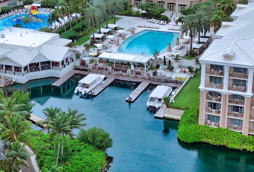 View of the Ritz Carlton dock, a premium spot for private boat charters in Grand Cayman