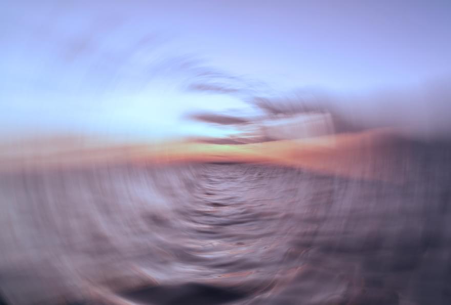 Swirling water effect symbolizing seasickness during a boat trip