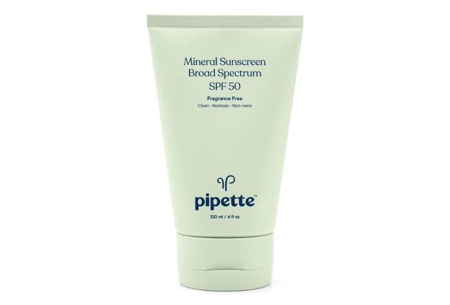Pipette Mineral Sunscreen SPF 50, formulated for sensitive skin, showcasing what is reef safe sunscreen