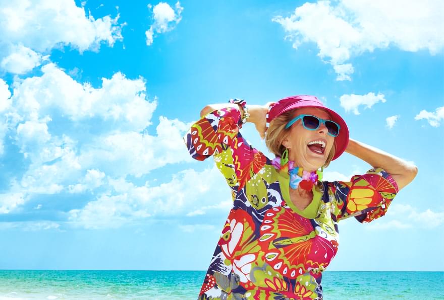 Tourist enjoying a sunny day during hurricane season