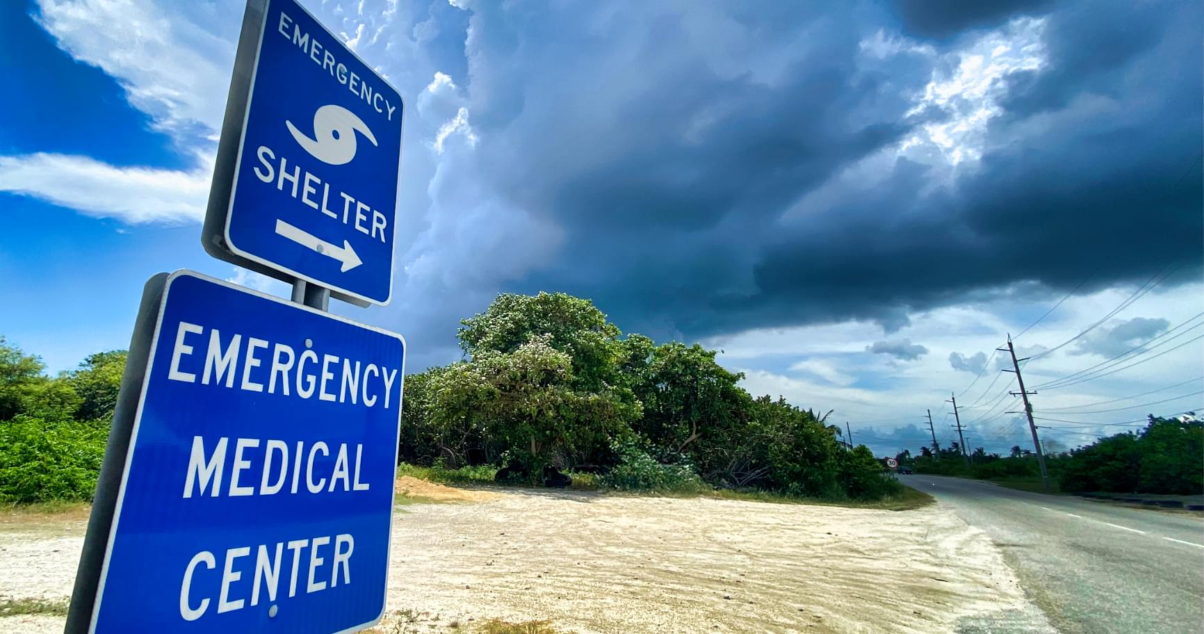 Emergency medical center sign for hurricane preparedness