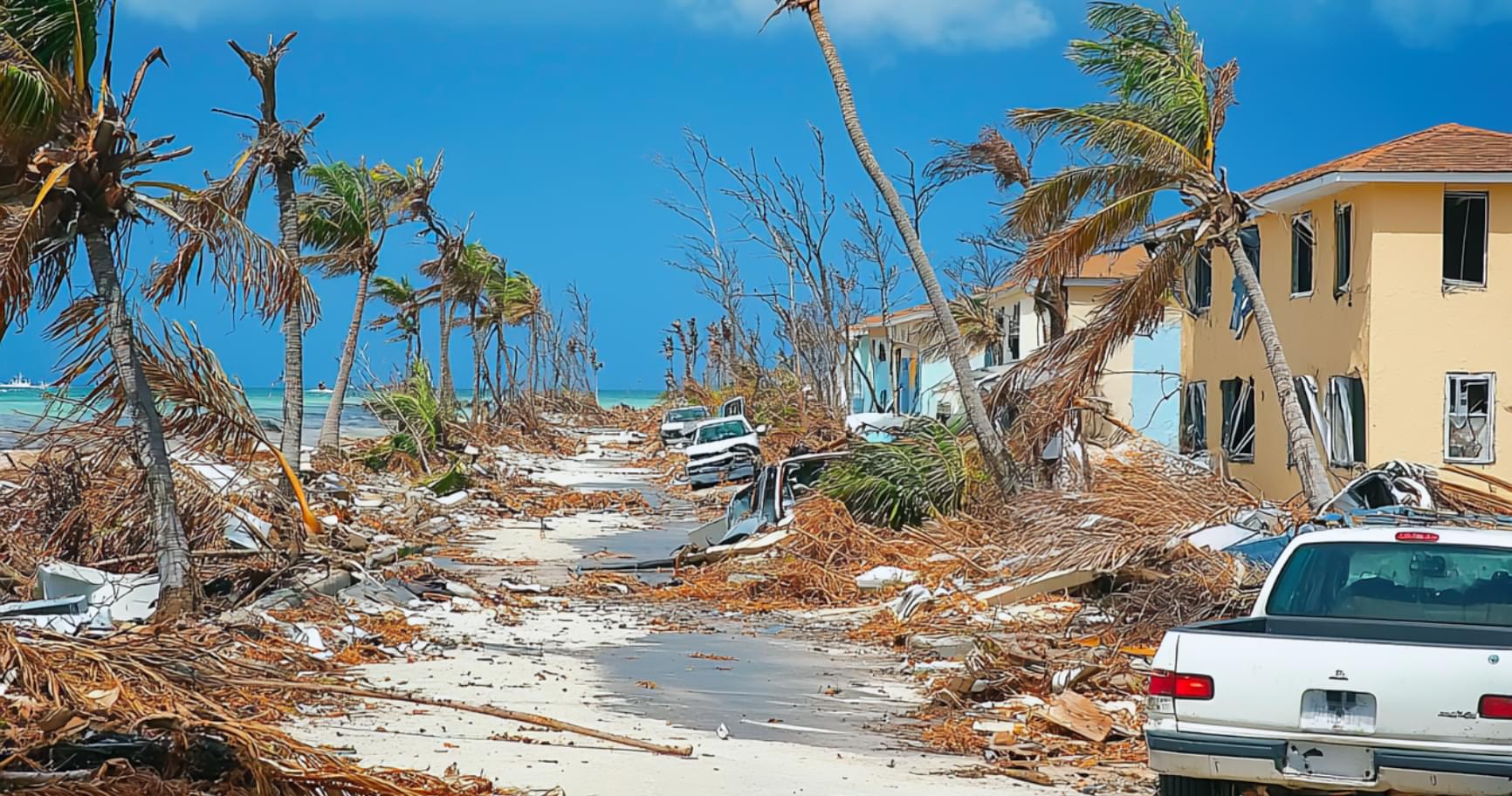 Storm aftermath showing recovery efforts in the Cayman Islands