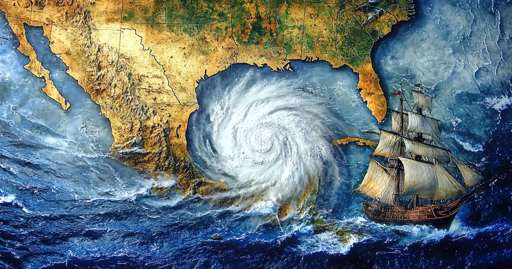Satellite view of a hurricane approaching the region