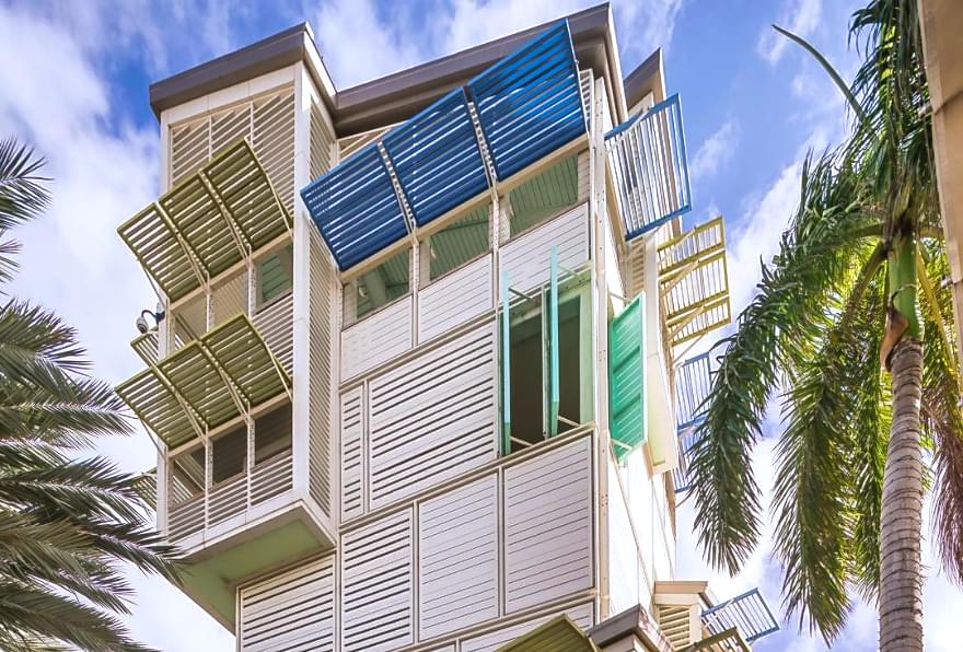 The Observation Tower at Camana Bay Grand Cayman, offering panoramic island views and mosaic art.